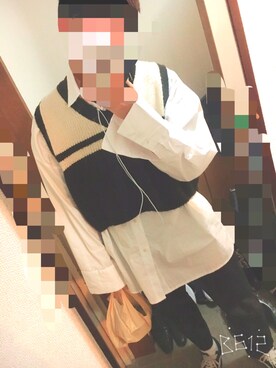「BALENCIAGA（バレンシアガ）のBalenciaga - ロングスリーブシャツ - men - コットン/ポリアミド/スパンデックス - 40（シャツ/ブラウス、ホワイト系）」を使った、 Reさん（メンズ・177cm）の秋コーディネート