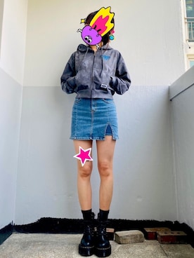 「Dr. Martens（ドクターマーチン）の【Dr.martens/ドクターマーチン】厚底ブーツ  QUAD RETRO JADON 8EYE BOOT 15265001（ブーツ、ブラック系）」を使った、jejeO7O5さん（レディース・169cm）の春コーディネート