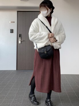 「RETRO GIRL（レトロガール）のアイテム（ブルゾン）」を使った、なぎささん（レディース・157cm）の冬コーディネート