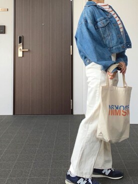 「マリン」｜「アイテム（デニムジャケット）」を使った、なぎささん（レディース・157cm）の春コーディネート