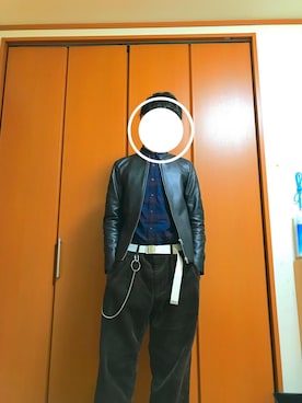 「flower」｜「アイテム（ライダースジャケット）」を使った、きょーすけさん（メンズ・175cm）の冬コーディネート