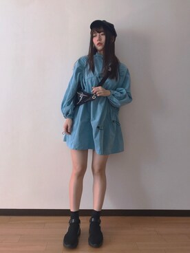 「blue」｜「アイテム（ブーティ）」を使った、uchuunaさん（レディース・166cm）の春コーディネート