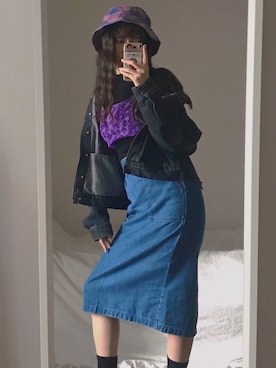 「PULL&BEAR（プルアンドベア）のアイテム（デニムジャケット）」を使った、uchuunaさん（レディース・166cm）の春コーディネート