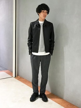 「TAKEO KIKUCHI（タケオキクチ）のアイテム（ブルゾン）」を使った、Riku Ishiharaさん（メンズ・176cm）の秋コーディネート