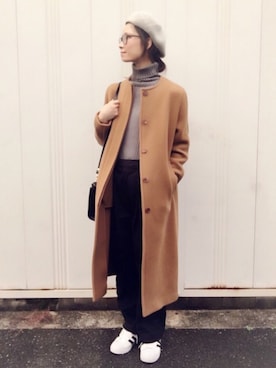 「haco!（ハコ）のカンタン便利なポイントになるベレー帽（ハンチング/ベレー帽）」を使った、nonさん（レディース・160cm）の冬コーディネート