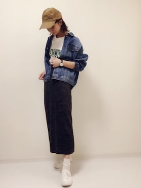 「ゆったりシルエット」｜「アイテム（キャップ）」を使った、nonさん（レディース・160cm）の秋コーディネート