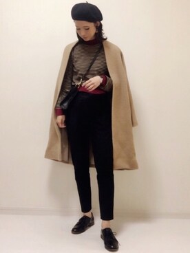 「ショート丈トップス」｜「アイテム（チェスターコート）」を使った、nonさん（レディース・160cm）の秋コーディネート
