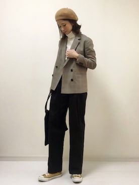「URBAN RESEARCH DOORS（アーバンリサーチドアーズ）のDOORS コットンタックワイドパンツ（その他パンツ）」を使った、nonさん（レディース・160cm）の秋コーディネート