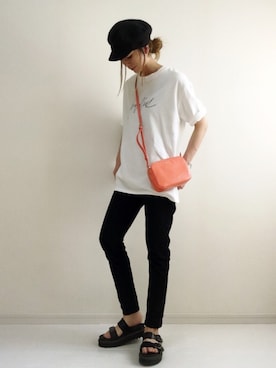 「ISOOK（アイスー）のアイテム（Tシャツ/カットソー）」を使った、nonさん（レディース・160cm）の春コーディネート