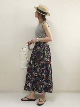 「リゾートスタイル」｜「アイテム（ビーチサンダル）」を使った、nonさん（レディース・160cm）の夏コーディネート