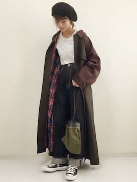「SLOBE citron.（スローブシトロン）のアイテム（ステンカラーコート）」を使った、nonさん（レディース・160cm）の秋コーディネート
