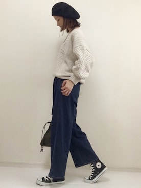 「サニーレーベル」｜「アイテム（ハンチング/ベレー帽）」を使った、nonさん（レディース・160cm）の秋コーディネート