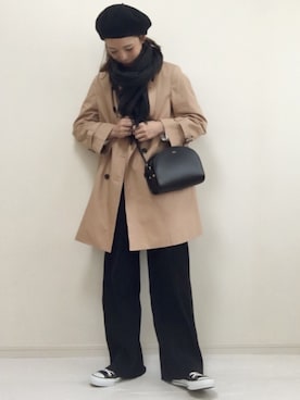 「ハーフムーンバック」｜「アイテム（トレンチコート）」を使った、nonさん（レディース・160cm）の秋コーディネート