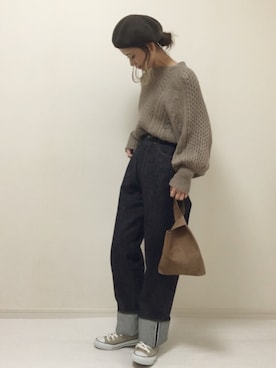 「ウエストイン」｜「アイテム（帽子）」を使った、nonさん（レディース・160cm）の冬コーディネート
