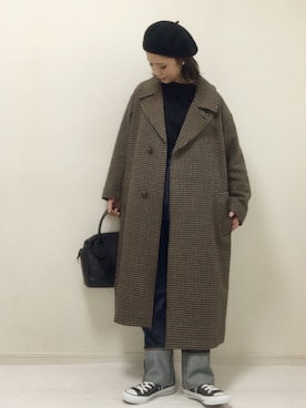 「Levi's」｜「アイテム（チェスターコート）」を使った、nonさん（レディース・160cm）の冬コーディネート
