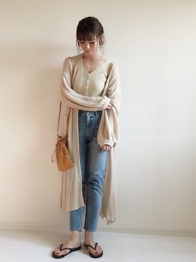 「zozoデニム」｜「アイテム（ビーチサンダル）」を使った、nonさん（レディース・160cm）の夏コーディネート
