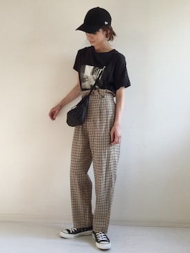 「ウエストイン」｜「アイテム（帽子）」を使った、nonさん（レディース・160cm）の夏コーディネート