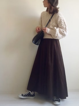 「FREAK'S STORE（フリークスストア）のアイテム（ハンチング/ベレー帽）」を使った、nonさん（レディース・160cm）の冬コーディネート
