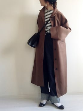 「ロールアップ」｜「アイテム（バレエシューズ）」を使った、nonさん（レディース・160cm）の冬コーディネート