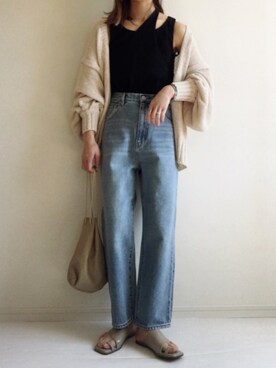 「ざっくりカーデ」｜nonさん（レディース・160cm）の春コーディネート