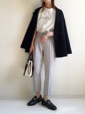 「ISOOK（アイスー）のアイテム（Tシャツ/カットソー）」を使った、nonさん（レディース・160cm）の春コーディネート