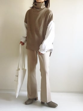 「AS KNOW AS PINKY（アズノゥアズピンキー）のアイテム（スラックス）」を使った、nonさん（レディース・160cm）の秋コーディネート