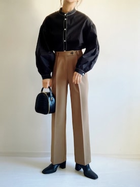 「ブラウン×ブラック」｜「アイテム（その他シューズ）」を使った、nonさん（レディース・160cm）の冬コーディネート