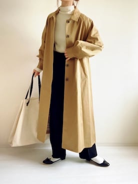 「dholic」｜「アイテム（ステンカラーコート）」を使った、nonさん（レディース・160cm）の冬コーディネート