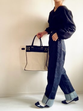 「ロールアップ」｜「アイテム（バレエシューズ）」を使った、nonさん（レディース・160cm）の春コーディネート