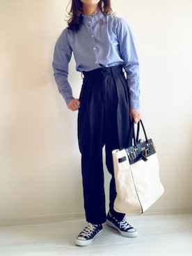 「DHOLIC（ディーホリック）の2TYPEフリルブラウス（シャツ/ブラウス）」を使った、nonさん（レディース・160cm）の春コーディネート