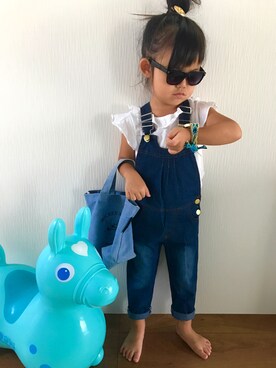 「アイテム（サロペット/オーバーオール）」を使った、ichiさん（キッズ・100cm）の夏コーディネート