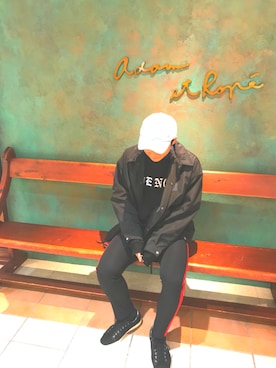 「PLAYBOY（プレイボーイ）のアイテム（キャップ）」を使った、たつきさん（メンズ・172cm）の冬コーディネート