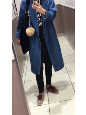 「ロングジャケット」｜「アイテム（デニムジャケット）」を使った、miyu_maruさん（レディース・160cm）の秋コーディネート