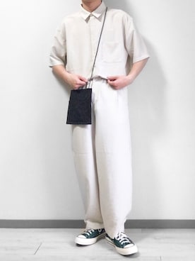 「my beautiful landlet（マイビューティフルランドレット）のアイテム（バッグ）」を使った、つね。さん（メンズ・174cm）の春コーディネート