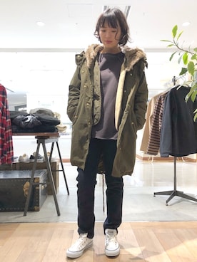 「CIAOPANIC TYPY（チャオパニックティピー）のアイテム（モッズコート）」を使った、さとさん（レディース・158cm）の秋コーディネート