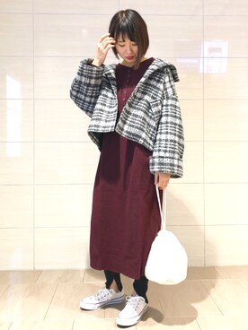「CIAOPANIC TYPY（チャオパニックティピー）のアイテム（その他アウター）」を使った、さとさん（レディース・158cm）の秋コーディネート