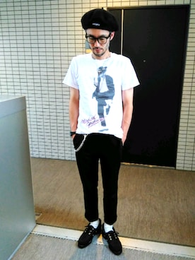「STUSSY（ステューシー）のアイテム（ハンチング/ベレー帽）」を使った、toshiさん（メンズ・168cm）の夏コーディネート