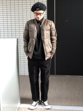 「URBAN RESEARCH（アーバンリサーチ）のアイテム（MA-1）」を使った、toshiさん（メンズ・168cm）の冬コーディネート