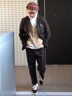 「BEN DAVIS（ベンデイビス）のアイテム（ベスト）」を使った、toshiさん（メンズ・168cm）の冬コーディネート