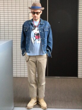 「ミッキーT」｜「アイテム（デニムジャケット）」を使った、toshiさん（メンズ・168cm）の春コーディネート
