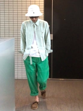 「アイテム（モカシン/デッキシューズ）」を使った、toshiさん（メンズ・168cm）の夏コーディネート