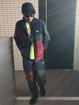 「STUSSY（ステューシー）のアイテム（ナイロンジャケット）」を使った、toshiさん（メンズ・168cm）の冬コーディネート