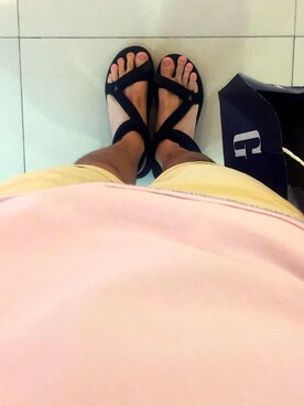 「アイテム（カーゴパンツ、イエロー系）」を使った、Jeremyさん（メンズ・184cm）の夏コーディネート