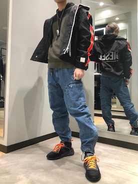 「ディーゼル」｜「アイテム（ナイロンジャケット）」を使った、Yokemotoさん（メンズ・173cm）の春コーディネート