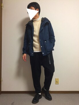 「NANO universe（ナノユニバース）のアイテム（マウンテンパーカー）」を使った、Isseiさん（メンズ・166cm）の冬コーディネート