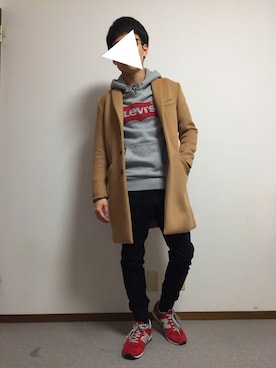 「ドラフトリーバイス」｜「アイテム（チェスターコート）」を使った、Isseiさん（メンズ・166cm）の冬コーディネート