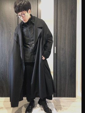 「my beautiful landlet（マイビューティフルランドレット）のアイテム（トレンチコート）」を使った、Isseiさん（メンズ・167cm）の冬コーディネート