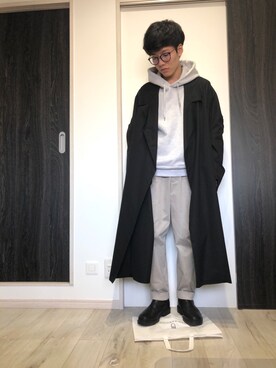 「my beautiful landlet（マイビューティフルランドレット）のアイテム（トレンチコート）」を使った、Isseiさん（メンズ・167cm）の春コーディネート