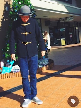 「アイテム（ダッフルコート）」を使った、mukoさん（メンズ・171cm）の冬コーディネート