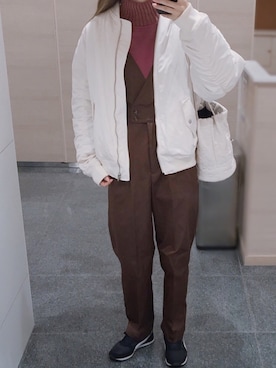 「Honeys（ハニーズ）のアイテム（MA-1）」を使った、na nさん（レディース・165cm）の冬コーディネート